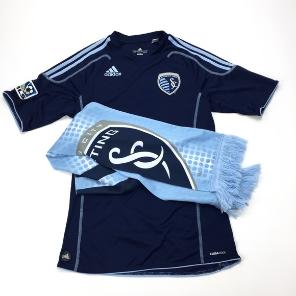 ADIDAS Sporting KC Jersey and Scarf, Clima-cool - Picture 2 of 7